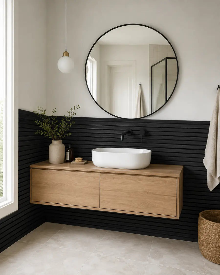 NORDAN Acoustic Slat Wood Wall Panels - Black