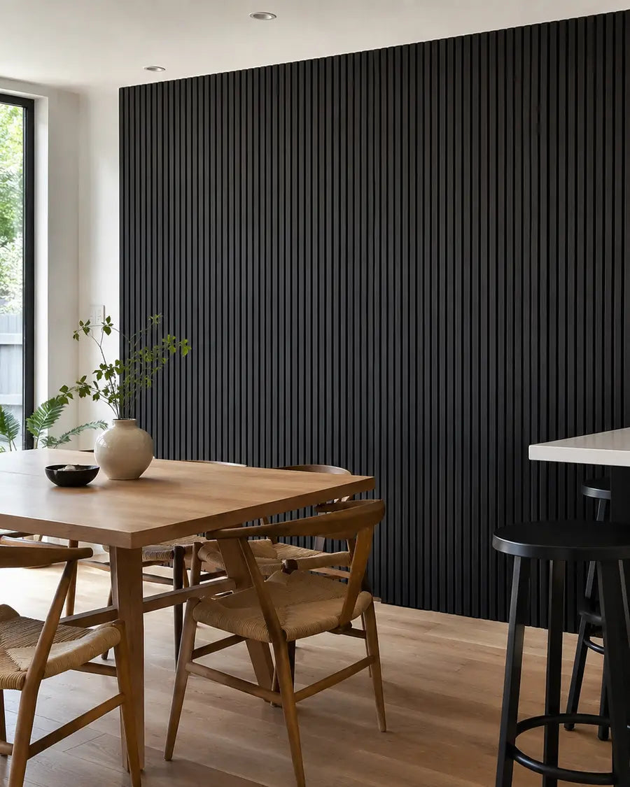 NORDAN Acoustic Slat Wood Wall Panels - Black