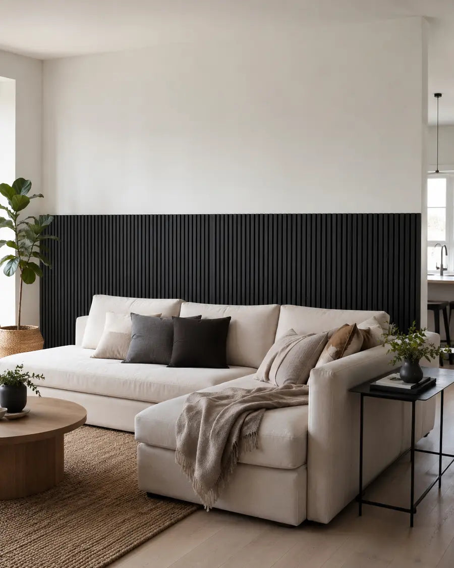 NORDAN Acoustic Slat Wood Wall Panels - Black