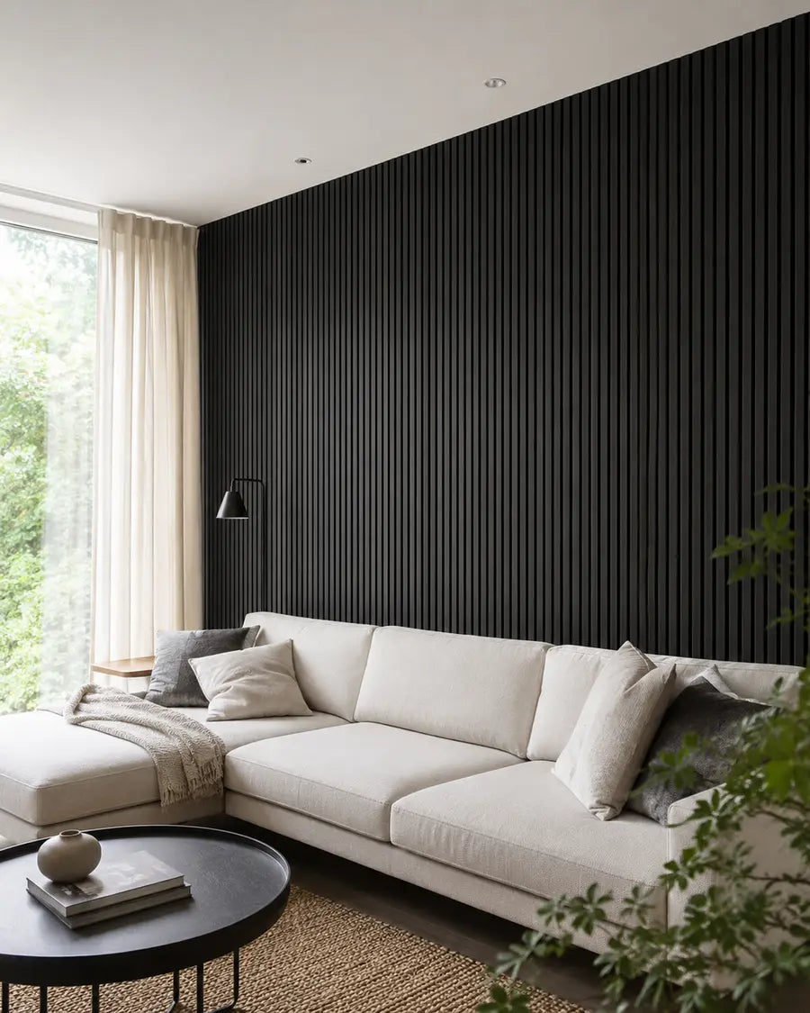 NORDAN Acoustic Slat Wood Wall Panels - Black