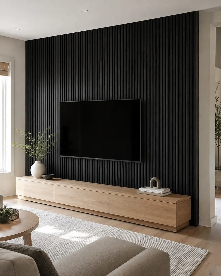 NORDAN Acoustic Slat Wood Wall Panels - Black