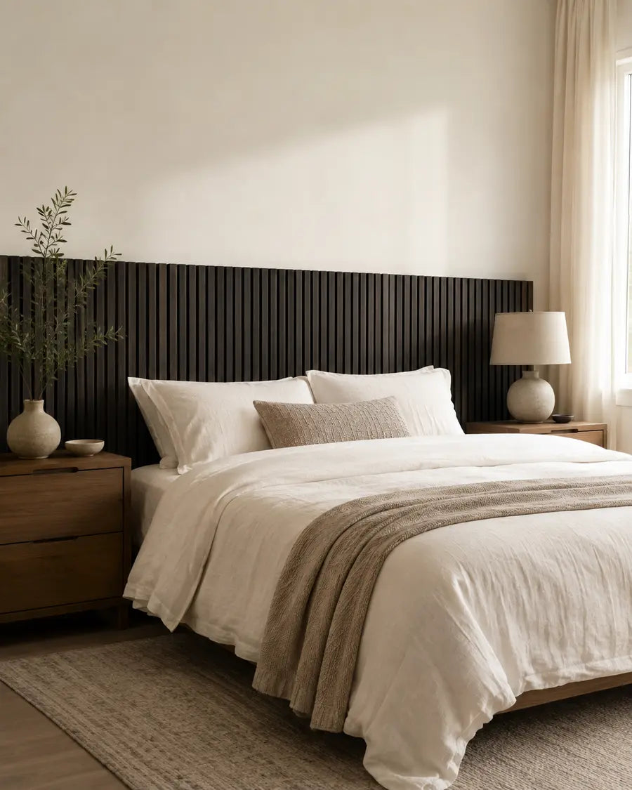 NORDAN Acoustic Slat Wood Wall Panels - Dark Walnut
