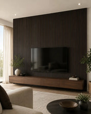 NORDAN Acoustic Slat Wood Wall Panels - Dark Walnut
