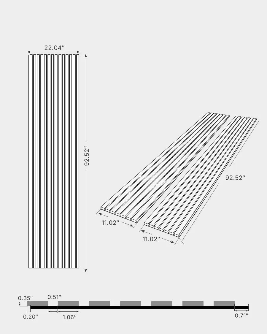 NORDAN 3-Sided Wrapped Acoustic Wood Slat Wall Panels – Teak