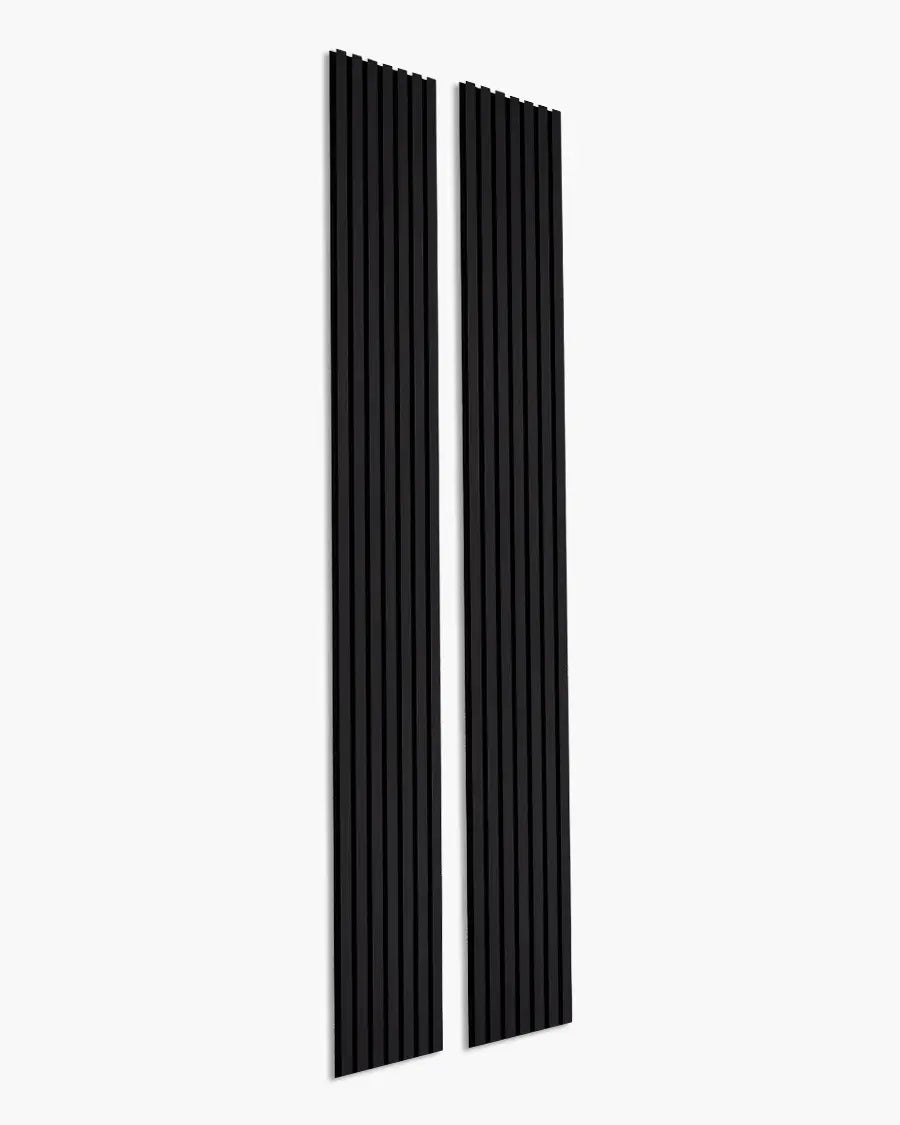 NORDAN 3-Sided Wrapped Acoustic Wood Slat Wall Panels – Black