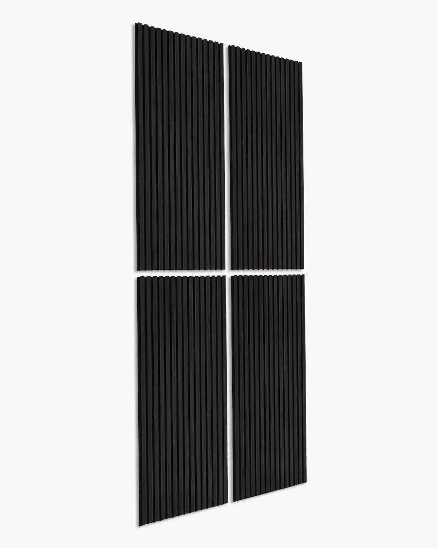 NORDAN 3-Sided Wrapped Acoustic Wood Slat Wall Panels – Black