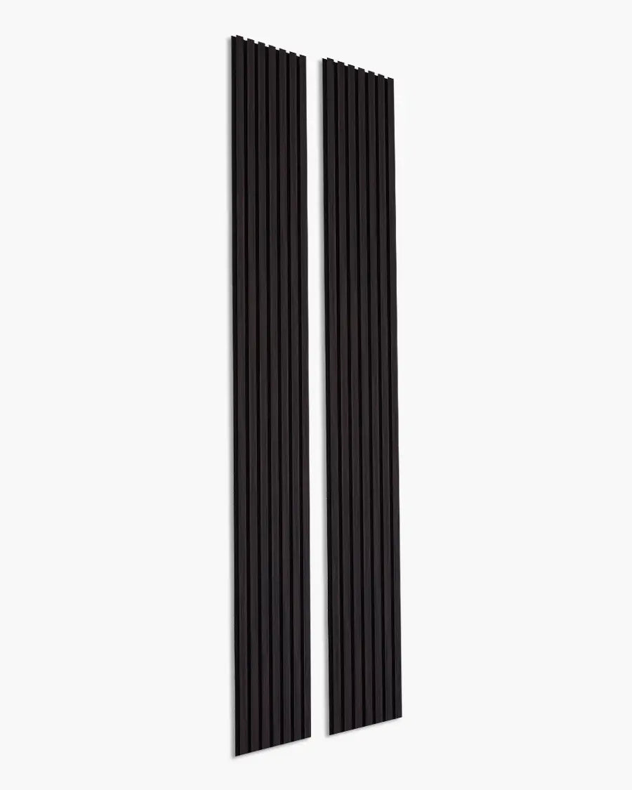 Acoustic Wood Slat Wall Panels – 3-Sided Wrapped – Dark Walnut