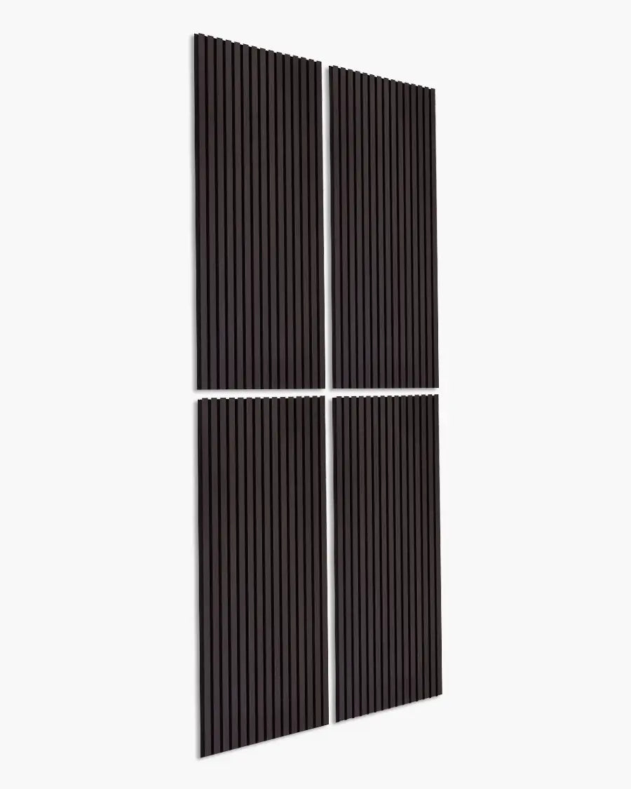 Acoustic Wood Slat Wall Panels – 3-Sided Wrapped – Dark Walnut