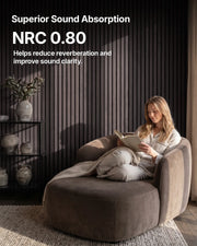 NRC 0.80 sound absorption test report for Dark Walnut NORDAN acoustic slat wood wall panels, showing acoustic performance documentation.