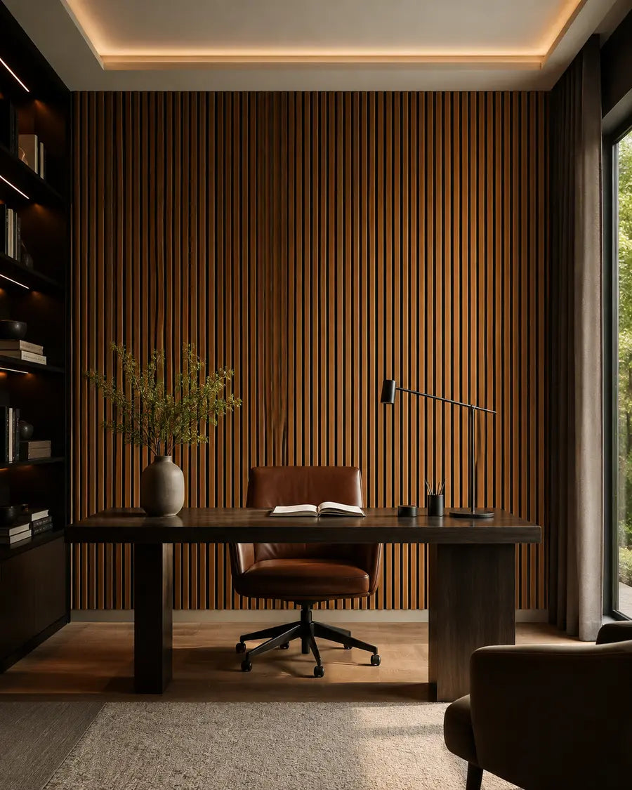 NORDAN Acoustic Slat Wood Wall Panels - Teak