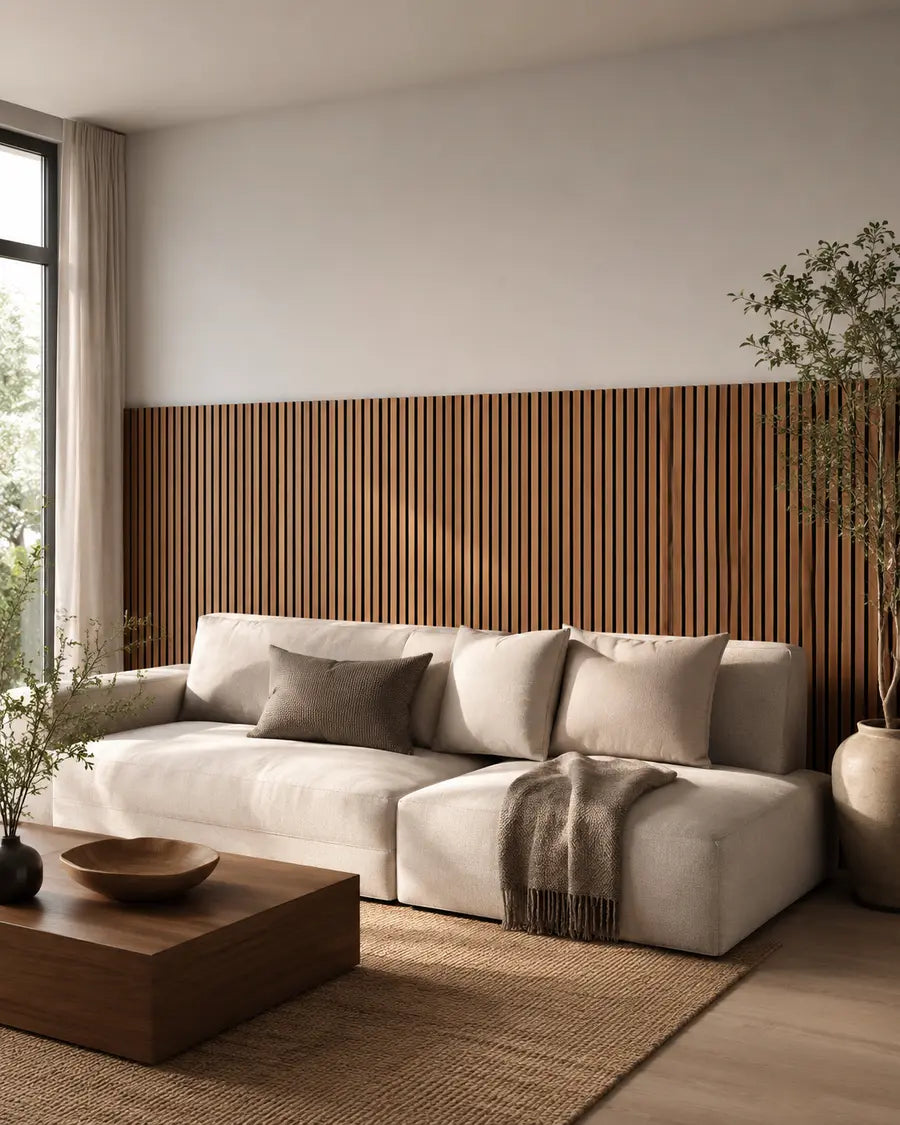 NORDAN Acoustic Slat Wood Wall Panels - Teak