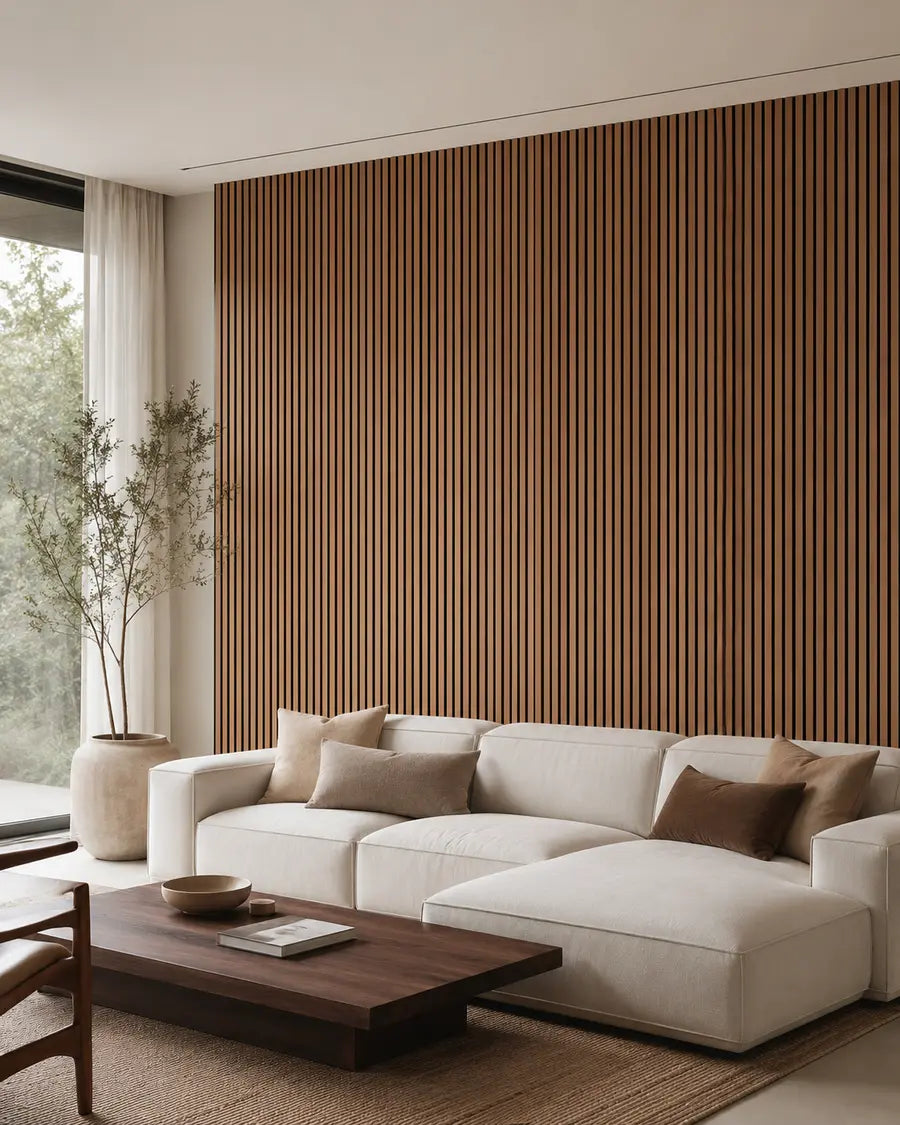 NORDAN Acoustic Slat Wood Wall Panels - Teak