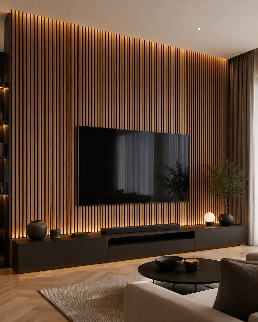 NORDAN Acoustic Slat Wood Wall Panels - Teak
