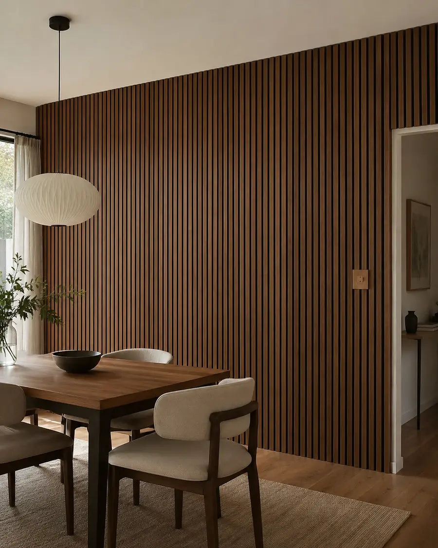 NORDAN Acoustic Slat Wood Wall Panels - Walnut