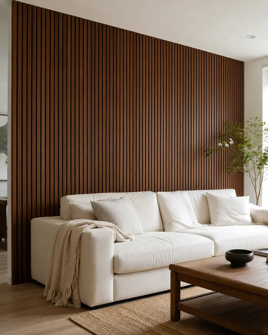 NORDAN Acoustic Slat Wood Wall Panels - Walnut