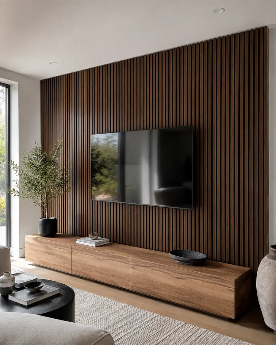 NORDAN Acoustic Slat Wood Wall Panels - Walnut